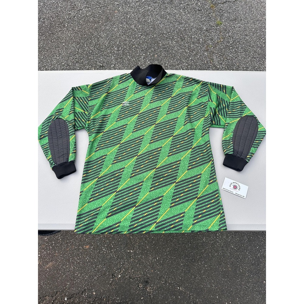 Vintage Umbro Jersey Mens Medium Green Goalie Padded Long Sleeve Soccer USA 90s